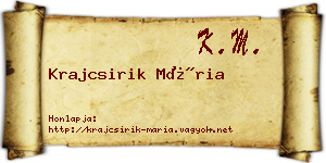 Krajcsirik Mária névjegykártya